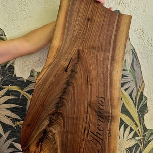 XL Handmade Personalized Live Edge Charcuterie Board/Serving Tray. Engraved Walnut and Oak Gift. image 1
