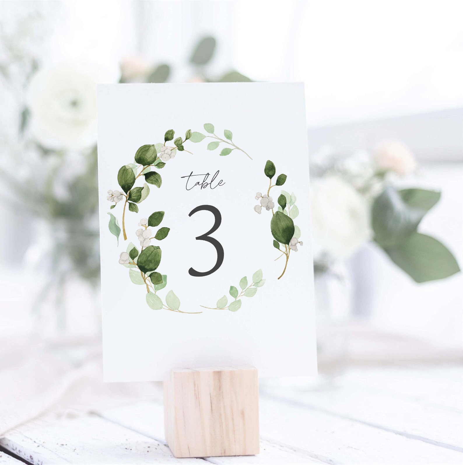 wedding table number template circle foliage printable etsy
