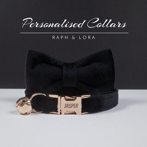 Luxury Black Knight Velvet Cat Collar, for Male Kitten, Adjustable Collar for Cat & Small Dog, Bronze Bell and Buckle, Pet Birthday Gift