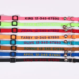 Embroidered Cat Collar With Name,Custom Breakaway Kitty Collar Bell Gift For Pet Mom,Personalized Pet Collar Gift for Pet Lover