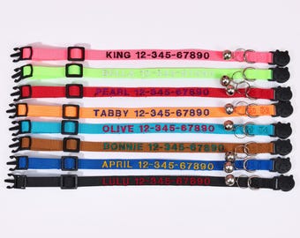 Collier de chat brodé avec nom, collier personnalisé pour chat échappé, cadeau grelot pour maman de compagnie, cadeau de collier personnalisé pour amoureux des animaux de compagnie