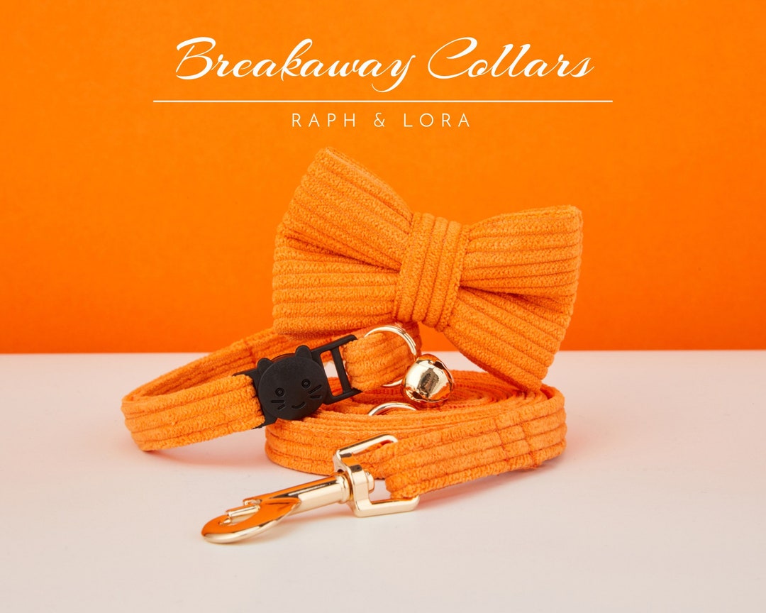 All Corduroy Orange Breakaway Cat Collar With Name Engraved Etsy UK