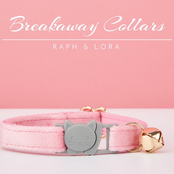 Flamingo Velvet Pink Breakaway Cat Collar with Name Engraved, Quick Release Cat Collar Set, Custom Kitten Collar with Bell Bow tie