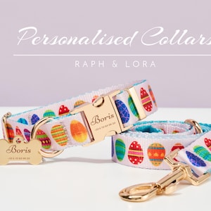Personalized Dog Collar Lead Set For Easter Gift,Puppy Collar Leash For Her, Luxury Pet Dog Collar for Small Dogs,Soft Puppy Collar Set