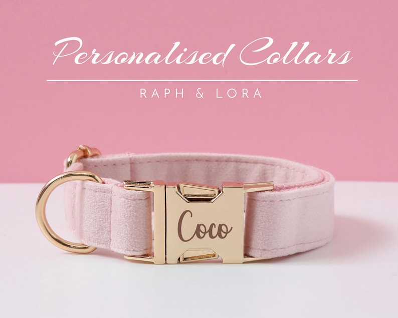 Rosa personalisierte Hundehalsband-Lead Bow, Welpen Kragen für Hochzeitsgeschenk, Luxus Haustier Hundehalsband für kleine Hunde, weiches Welpen Kragen Geschenk Bild 4