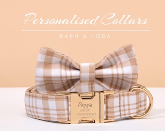 Customized Dog Leash Collar Bowtie Set For Wedding Gifts,Adjustable Puppy Collar Leash Set Gift For Him,Engraved Puppy Name Tag Collar Set