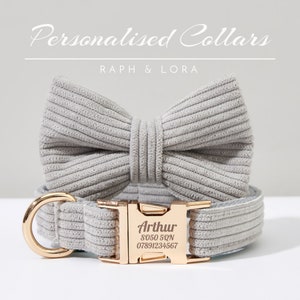 Fancy Dog Collar Leash Bowtie Set For Christmas Gifts,Customized Dog Collar Leash In Corduroy Material,Personalized Cat Collar Bell