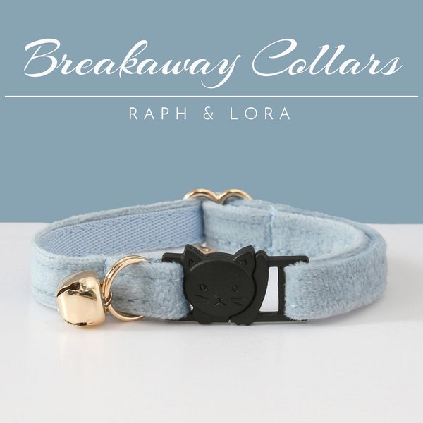 Breakaway Cat Collar with Engraved Tag, Personalized Dusty Blue Kitten Collar Bell for Pet Gifts, Custom Quick Released Kitten Collar