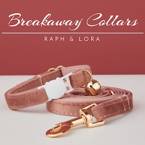 All Velvet Rosewood Breakaway Cat Collar with Name Engraved, Quick Release Cat Collar Set, Custom Kitten Collar with Bell Bow tie