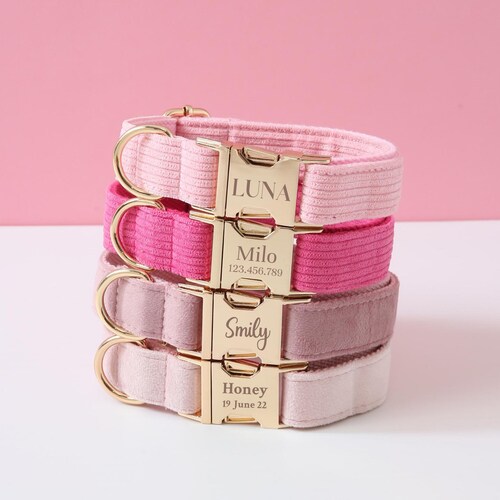 Pink Personalized Dog Collar Lead Bow Puppy Collar for Etsy UK