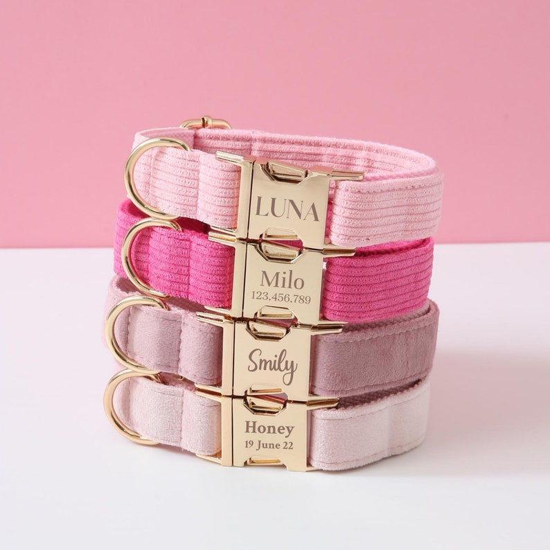 Pink Personalized Dog Collar Lead Bow Puppy Collar for Etsy