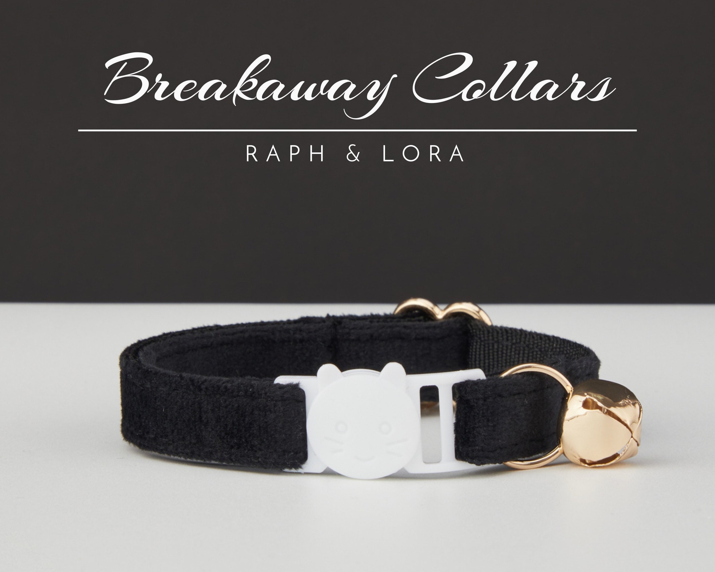 Black Velvet Breakaway Cat Collar With Name Engraved Quick 