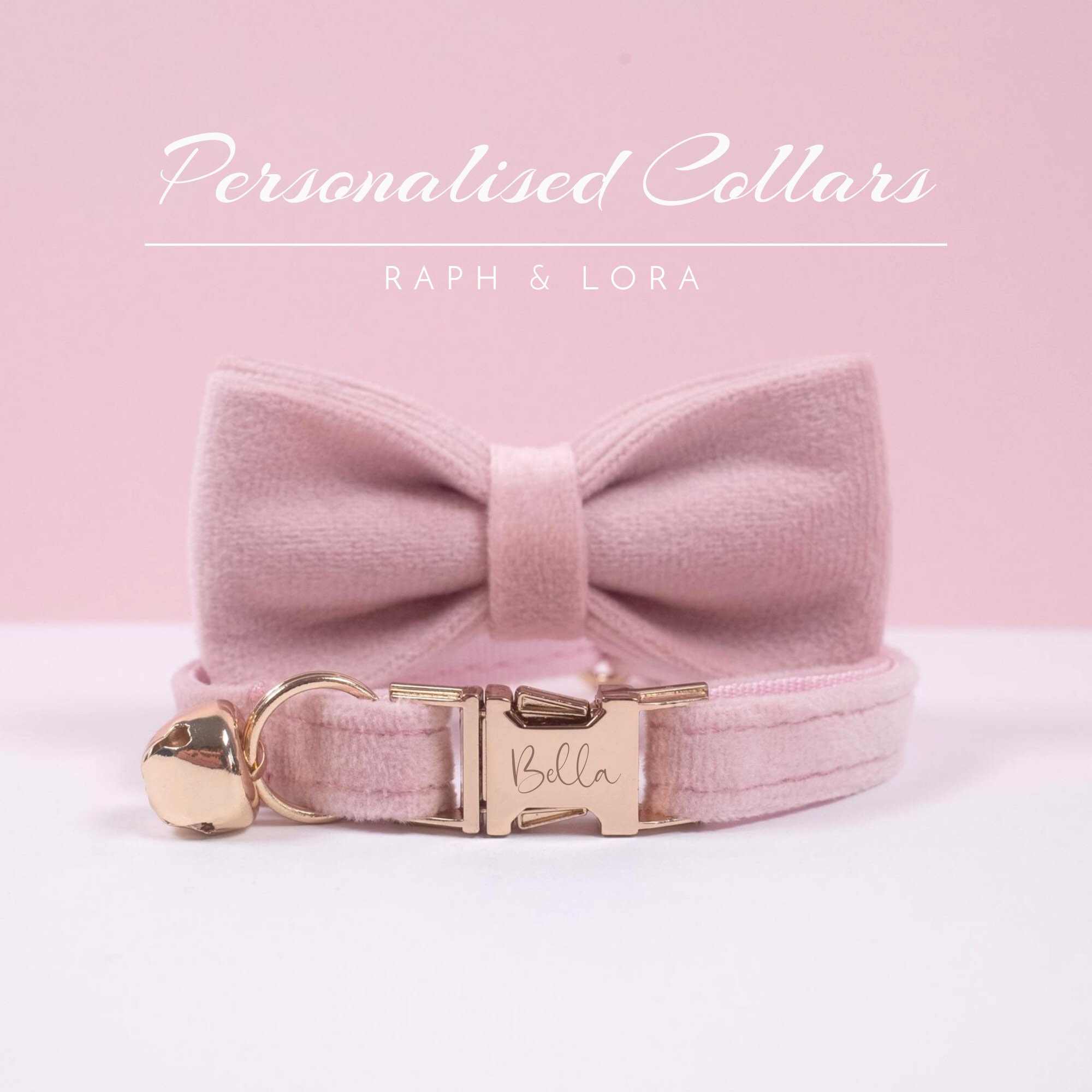 Personalized Pink Cat Collar With Bell Custom Cat Collar Bow Etsy