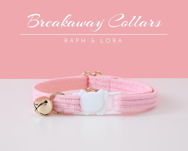 Breakaway Cat Collar Bell with Name Engraved, Quick Release Cat Collar Set, Hot Pink Corduroy Custom Kitten Collar with Bell Bow tie image 1