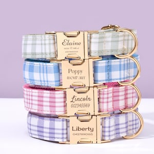 Custom Dog Collar Lead Bow,Engraved Puppy Collar Bow set for Wedding Gift,Handmade Pet Dog Collar Leash,Personalized Name Tag Collar for Dog