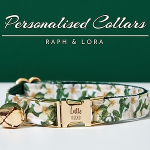 Handmade Jasmine Floral Cat Collar Set,Personalized Kitten Collar Leash Set For Wedding Gifts,Handmade Kitten Collar Puppy Collar Bowtie Set