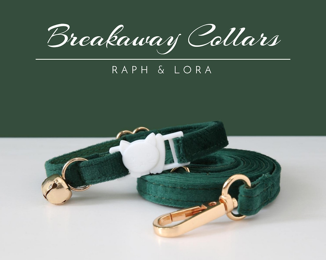 Green Breakaway Cat Collar With Name Engraved, Quick Release Cat Collar