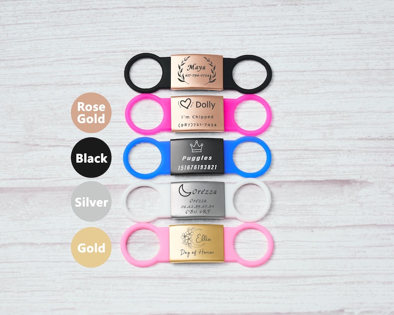 Personalized Slideon Flexible Band Pet Collar Name Tag,custom Silicone