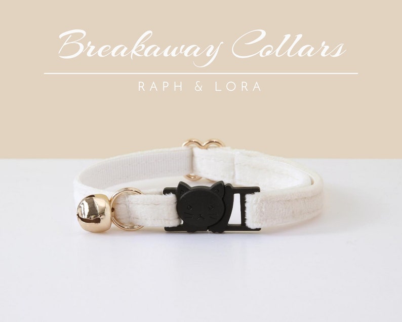 White Breakaway Cat Collar With Quick Release Clasp, Personalized Cat ...