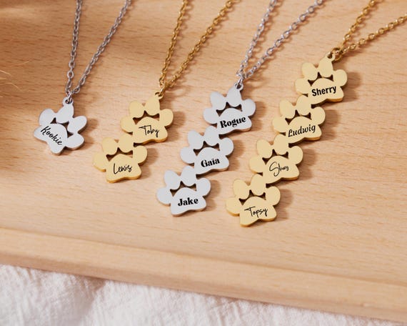 Collana Personalizzata Con Zampa E Nome Animale - Gioiello Commemorativo Per Amanti Animali - Foto 3