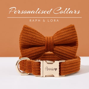 Fancy Dog Collar Leash Bowtie Set For Christmas Gifts,Customized Dog Collar Leash In Corduroy Material,Personalized Cat Collar Bell