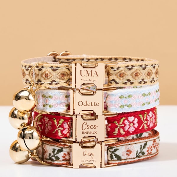 Handmade Nylon Cat Collar Leash For Wedding Gift,Fancy Kitty Collar Bell For New Year Gift,Personalized Puppy Collar Leash Set Gift For Her