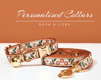 Customized Cat Collar Leash Gift For Her,Handmade Non-Breakaway Kitten Collar Set For Pet Birthday Gift,Luxury Pet Collar Lead Gift For Him