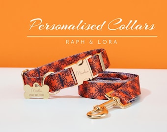 Personalized Dog Collar Lead Set For Wedding Gift,Puppy Collar Leash For Her, Luxury Pet Dog Collar for Small Dogs,Handmade Puppy Collar Set