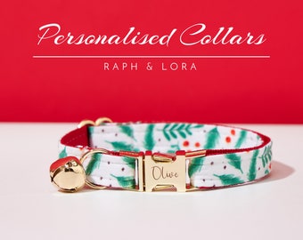 Luxurious Cat Collars Bowtie Set,Custom Kitten Collar Bowtie Set,Personalized Cat Dog Tag,Halloween Christmas Cat Collar Gift For Puppy