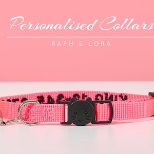 Coleira de gato rosa personalizada com nome bordado, coleira de cachorro feita à mão, presente para mãe de animal de estimação, coleira de animal de estimação personalizada, presente para amante de cães
