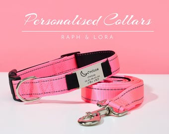Handmade Dog Collar Leash Set For Birthday Gift,Engravedn Puppy Collar With Name Tag For Cat Collar,Reflective Nylon Pet Gifts For Cat