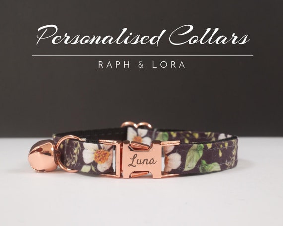 Floral Cat Collar and Bowgirl Kitten Collar Leash Set 