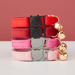 Multiple Colors Breakaway Personalized Cat Collar, Quick Release Cat Collar Set, Soft Corduroy/Velvet Custom Kitten Collar with Bell Bow tie