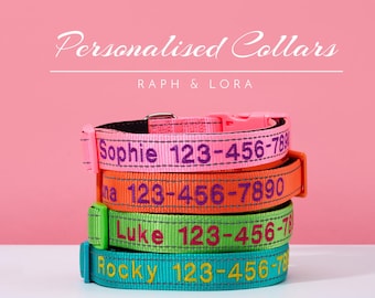 Multiple Colour Personalise Dog Collar Leash,Handmade Puppy Collar With Embroidered Pet Name For Wedding Gift,Pet Collar Gift For Dog Mom