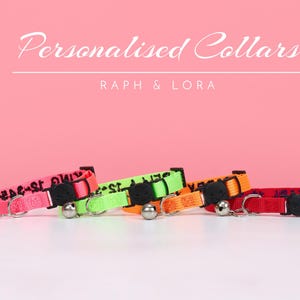 Personalized Breakaway Cat Collar With Embroidered Name, Handmade Embroidered Puppy Collar Gift For Pet Mom,Personalized Pet Collar Bell