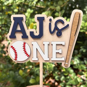 First Birthday Baseball Cake topper, Rookie of the Year Birthday, Baseball Smash Cake, Custom Name First Birthday Cake Topper