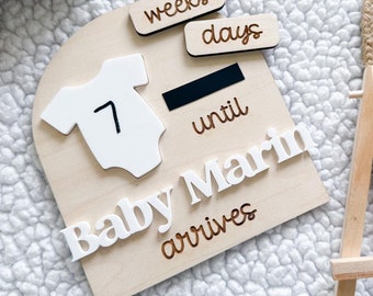 Baby Countdown Zeichen, Wochen bis zur Geburt, Tage bis zur Geburt, Benutzerdefiniertes Baby Zeichen, Fälligkeitsdatum Tracker, Schwangerschaft Geschenk