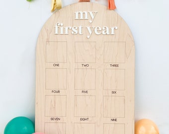 My First Year Photo Board, One Year of Photo Board, Baby 12 Month Picture Display, Baby Monthly Milestone Board, Baby’s First Year Sign