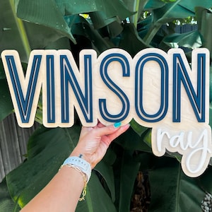 Nursery Name Sign, Large Wood Baby Name Sign, Above Crib Name Sign, Girl Name Sign, Layered Baby Name Sign, Boy Name Sign, Nursery Decor