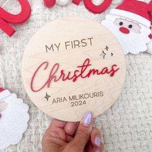 Mon premier Noël signe, premier Noël 2024 bébé personnalisé photo accessoire, bébé souvenir de Noël, cadeau de naissance, baby shower