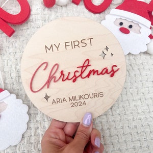 Personalized Baby&#39;s First Christmas 2024 Sign, My First Christmas Sign, Baby&#39;s First Christmas Gift, Personalized Holiday Photo Prop