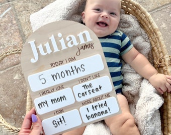 Monthly Milestone Board, Baby Month Sign, First Year Milestone Board, Monthly Photo Sign for Baby milestones, Baby's First Year Board