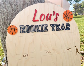 Basketball Birthday Photo Board, Sport Theme First Birthday, Rookie  Year First Photo Board, 1st Birthday Basketball Party, 12 Month Photo