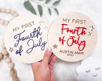 My First Fourth of July Photo Prop, Baby's First July 4th, Newborn Fourth of July Prop, Personalized Babys First Independence Day Sign