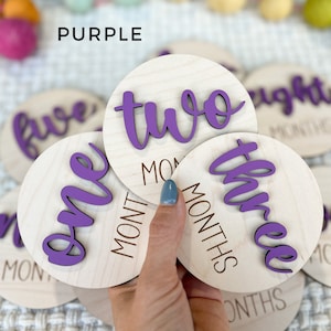 Marqueur d'étape mensuelle pour bébé, cartes d'étape en bois pour bébé, marqueurs de mois pour bébé pour filles, cadeau pour une baby shower, photo mensuelle 3D épaisse
