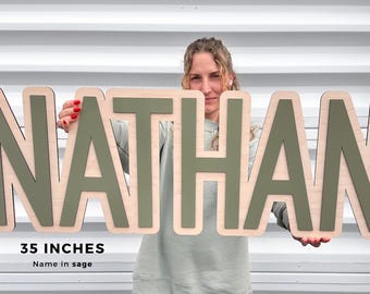 Gepersonaliseerde houten naambord | Moderne kinderkamerdecoratie