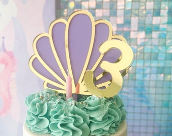 Seashell Birthday Cake Topper, Mermaid Birthday Party, Tropical Beach Party, Under the Sea Birthday Cake Topper, Beach Birthday