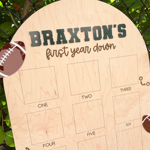 One Year of Photo Board, First Year Down Birthday, Baby&#39;s my first year sign, Football First Birthday Decor, 1st Birthday Football Party