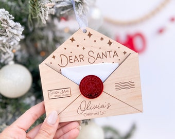 Letter To Santa, Dear Santa Envelope Ornament for Children's Wish List, Kids Christmas List Envelope for Santa Mail, Message to Santa