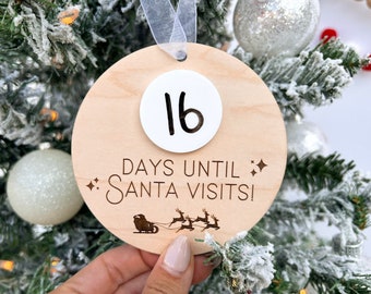 Christmas Countdown Ornament, Santa Countdown Ornament, Santa Comes To Visit Countdown, Dry Erase Sleeps Until Christmas Sign